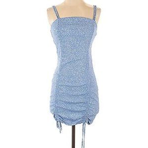 Blue Floral Ruched Bodycon Dress Wild Fable XS